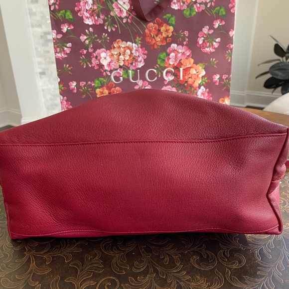 Gucci Red Deer Leather Hip Bamboo Handbag Bordeaux Large Soft Shoulder Tote Bag - Picture 12 of 16
